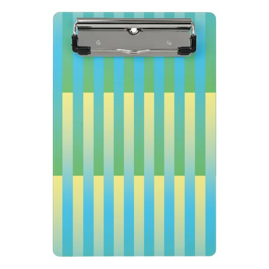 Blau-Gelbgrün gestreiftes Muster Mini Klemmbrett (Vorderseite)