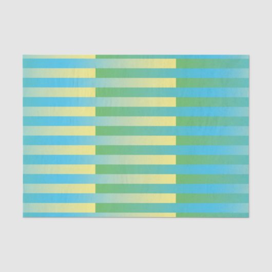 Blau-Gelbgrün gestreiftes Muster Seidenpapier (Vorderseite)