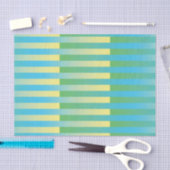 Blau-Gelbgrün gestreiftes Muster Seidenpapier (Handwerk)