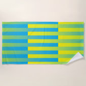 Blau-Gelbgrün gestreiftes Muster Strandtuch (Vorderseite)