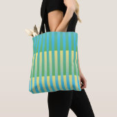 Blau-Gelbgrün gestreiftes Muster Tasche (Von Nahem)