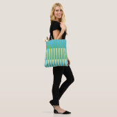 Blau-Gelbgrün gestreiftes Muster Tasche (Am Model)
