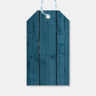 Blau gemalte hölzerne Planken Geschenkanhänger