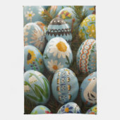 Blau gemalte Ostereier Geschirrtuch (Vertikal)