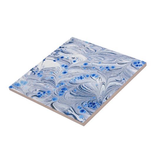 Blau gemarmorter Strudel Fliese (Seite)