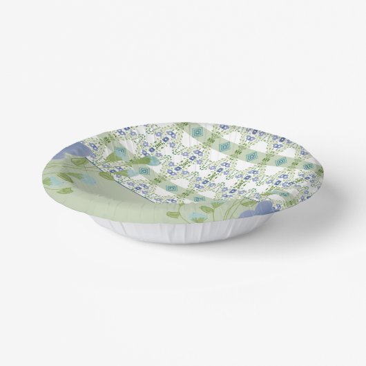 Blau Gemustert Pappteller (Gewinkelt)