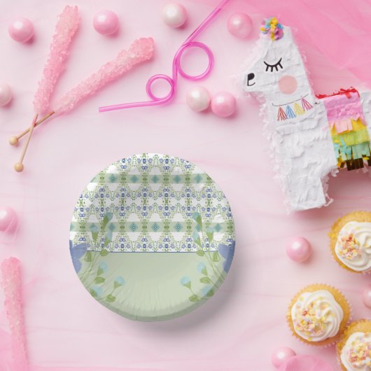 Blau Gemustert Pappteller (Party)