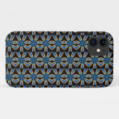 blau geometrisch auf schwarzer Hülle (Rückseite (Horizontal))