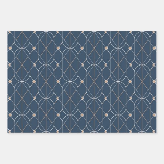 Blau + Geometrisch, nahtloses Muster Set 2 | Geschenkpapier Set (Vorderseite 3)