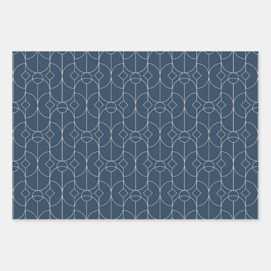Blau + Geometrisch, nahtloses Muster Set 2 | Geschenkpapier Set (Vorderseite 2)