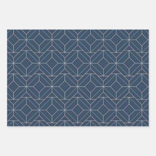 Blau + Geometrisch, nahtloses Muster Set 2 | Geschenkpapier Set (Vorderseite)