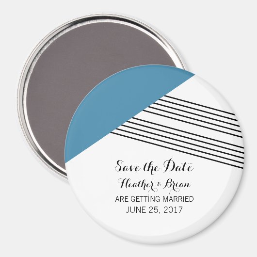 Blau geometrischer Streifen Speichern des Datumsfe Magnet (Vorderseite/Rückseite)
