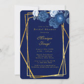Blau-geometrisches Brautparty Einladung (Vorderseite)