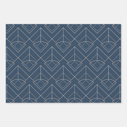 Blau + Geometrisches, nahtloses Muster Set 1 | Geschenkpapier Set (Vorderseite 3)