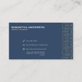 Blau + Geometrisches, nahtloses Muster | Standard Visitenkarte (Rückseite)