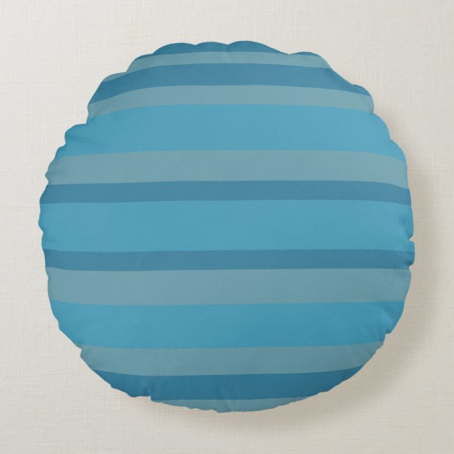 Blau gestreift monochrom rundes kissen (Vorderseite)