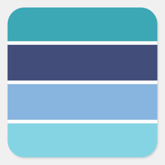 blau gestreift quadratischer aufkleber (Vorderseite)