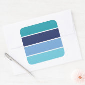 blau gestreift quadratischer aufkleber (Umschlag)