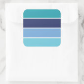 blau gestreift quadratischer aufkleber (Tasche)