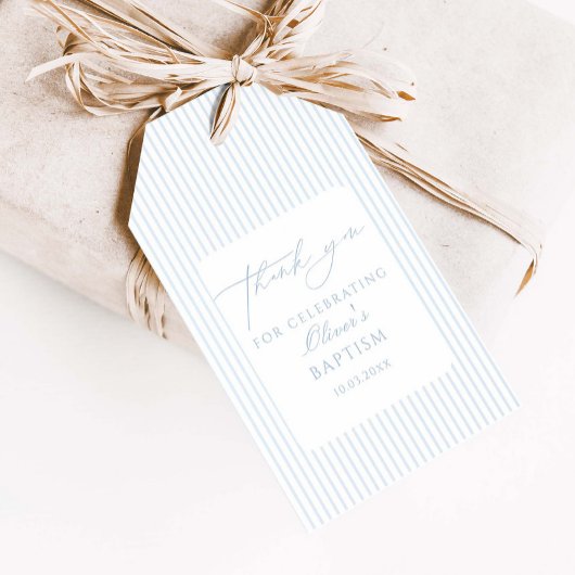 Blau gestreift Taufe Dankeschön  Geschenkanhänger