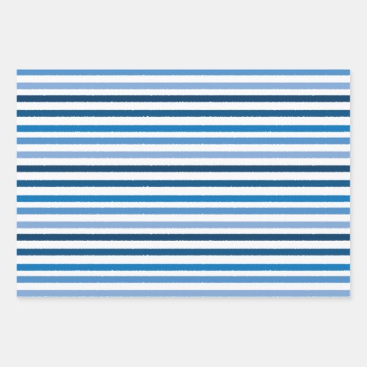 Blau gestreift weiß geschenkpapier set (Vorderseite)