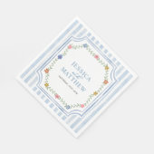 Blau gestreifte Floral Servietten (Ecke)