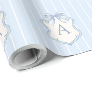 Blau gestreifter Monogramm Jungen-Geburtstag oder  Geschenkpapier