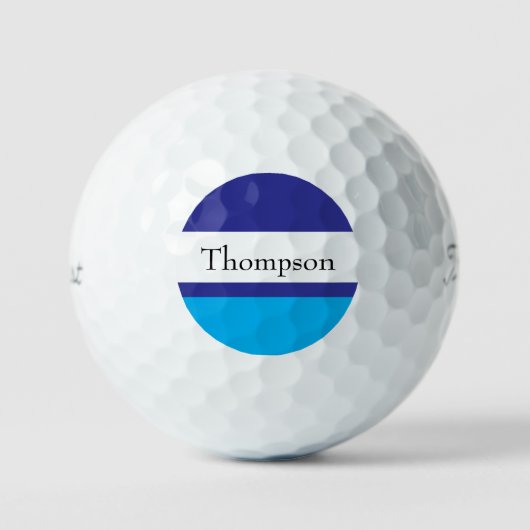 Blau gestreifter Nachname Name Custom Golfball (Vorderseite)