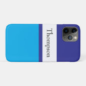 Blau gestreifter Nachname Name individuell Case-Mate iPhone Hülle (Rückseite (Horizontal))