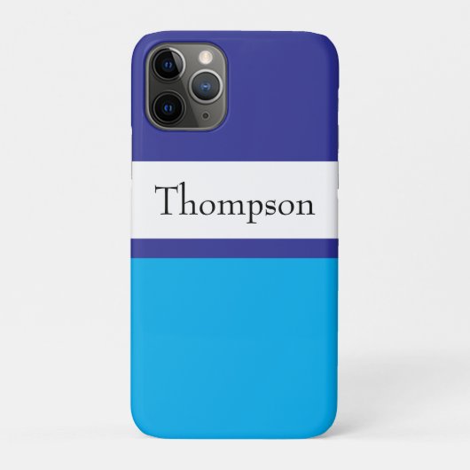 Blau gestreifter Nachname Name individuell Case-Mate iPhone Hülle (Rückseite)