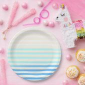 Blau gestreifter Ombre Pappteller (Party)