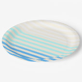 Blau gestreifter Ombre Pappteller (Schrägansicht)