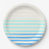 Blau gestreifter Ombre Pappteller (Vorderseite)