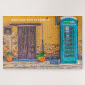 blau gestrichene englische Telefonbox, Zypern, Puzzle (Horizontal)