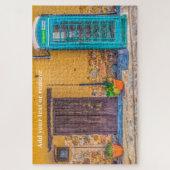 blau gestrichene englische Telefonbox, Zypern, Puzzle (Vertikal)