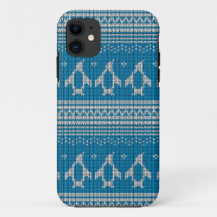 Blau gestrickter Hintergrund iPhone 11 Hülle