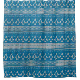 Blau gestrickter Hintergrund Duschvorhang