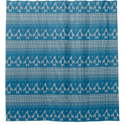 Blau gestrickter Hintergrund Duschvorhang (Vorderseite)
