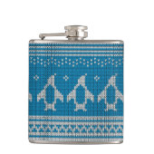 Blau gestrickter Hintergrund Flachmann (Vorderseite)