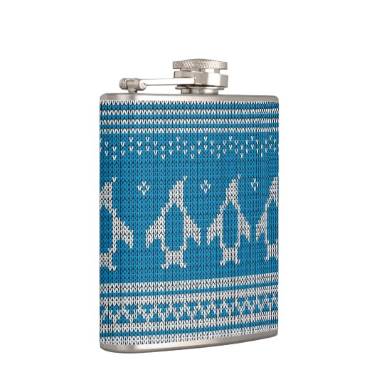 Blau gestrickter Hintergrund Flachmann (Rechts)