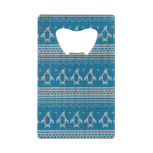 Blau gestrickter Hintergrund Geldkarten Flaschenöffner
