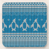 Blau gestrickter Hintergrund Getränkeuntersetzer (Vorderseite)