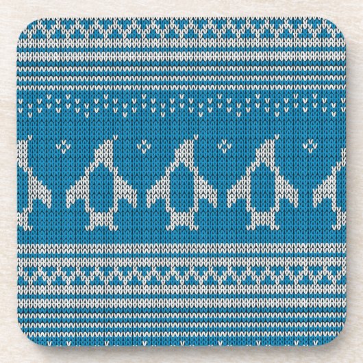 Blau gestrickter Hintergrund Getränkeuntersetzer (Vorderseite)