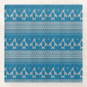 Blau gestrickter Hintergrund Glasuntersetzer