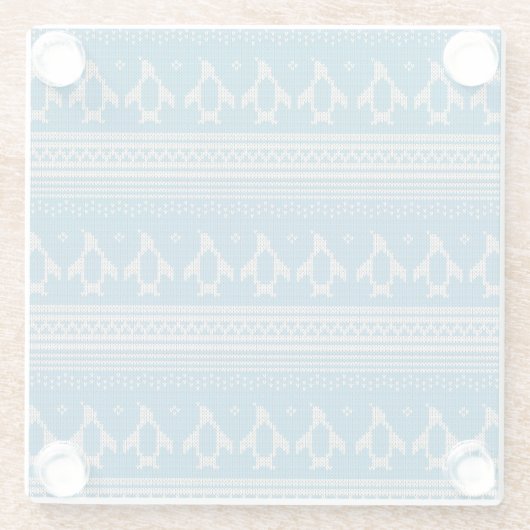 Blau gestrickter Hintergrund Glasuntersetzer (Rückseite)