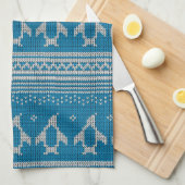 Blau gestrickter Hintergrund Handtuch (Viertel Falte)