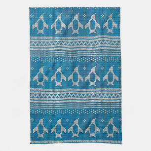 Blau gestrickter Hintergrund Handtuch