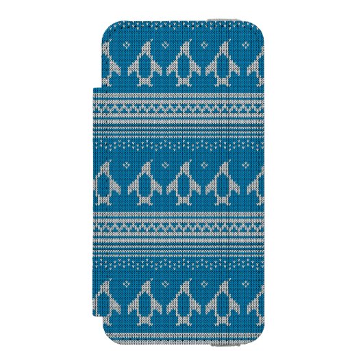 Blau gestrickter Hintergrund Incipio iPhone Geldbeutel-Hülle (Folio Vorderseite)