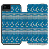 Blau gestrickter Hintergrund Incipio iPhone Geldbeutel-Hülle (Folio Geöffnet)