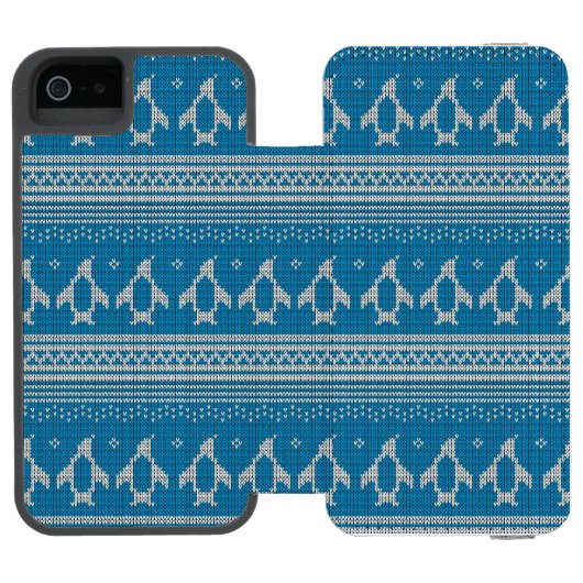 Blau gestrickter Hintergrund Incipio iPhone Geldbeutel-Hülle (Folio Geöffnet)